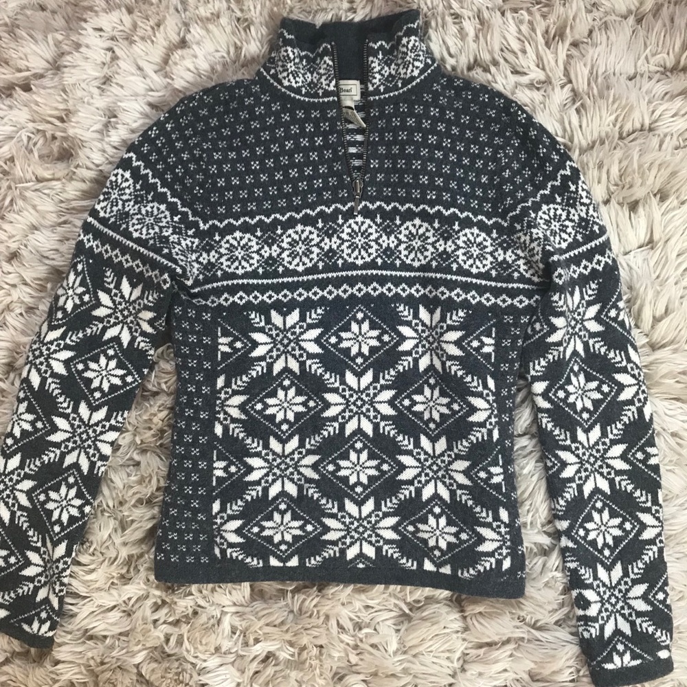 LL Bean Nordic Fair Isle Quarter Zip Sweater